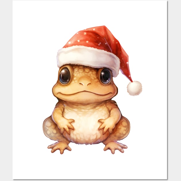 American Toad in Santa Hat Wall Art by Chromatic Fusion Studio